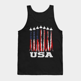 Fighter Jet Airplane USA Flag 4th Of July Patriotic Tank Top